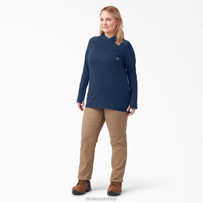 Plus Cooling Performance Sun Shirt Women Dickies Dark Navy Heather (DNH) 88T841643 Apparel