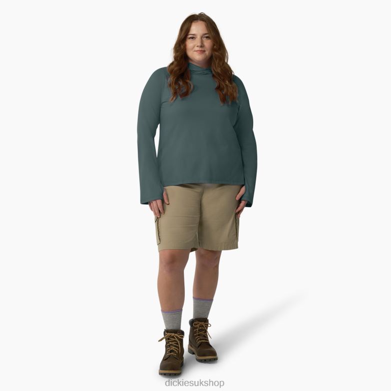 Plus Cooling Performance Sun Shirt Women Dickies Lincoln Green (LN) 88T841647 Apparel