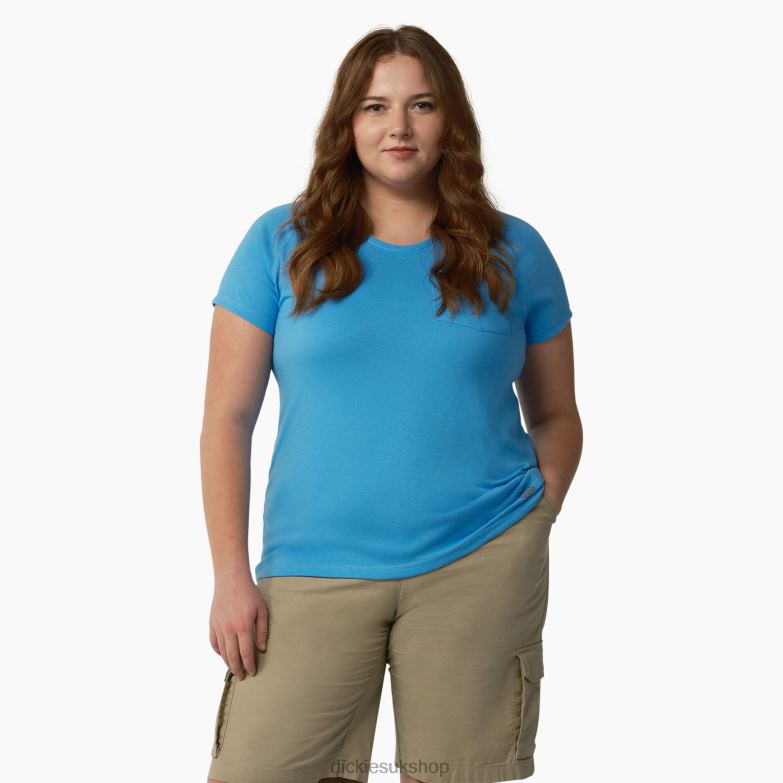 Plus Cooling Short Sleeve T-Shirt Women Dickies Azure Blue (AB2) 88T841585 Apparel