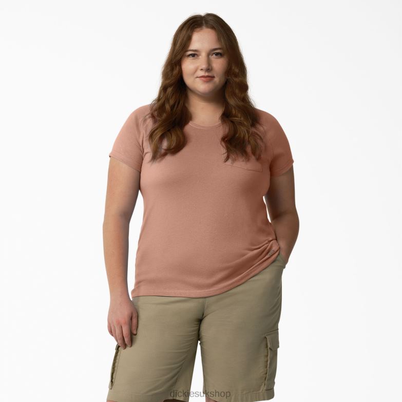 Plus Cooling Short Sleeve T-Shirt Women Dickies Cork Single Dye Heather (C2K) 88T841587 Apparel