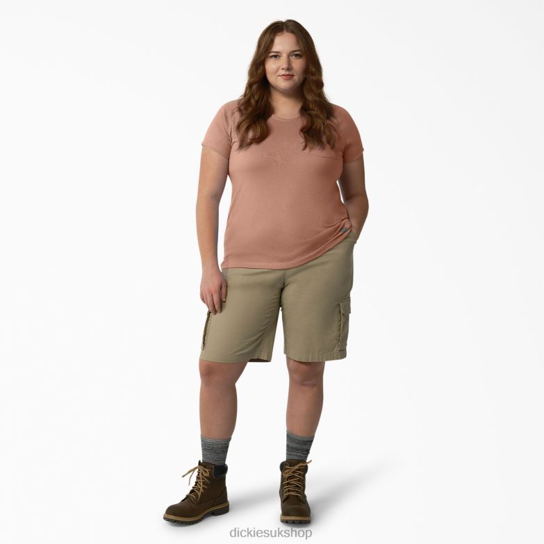 Plus Cooling Short Sleeve T-Shirt Women Dickies Cork Single Dye Heather (C2K) 88T841587 Apparel