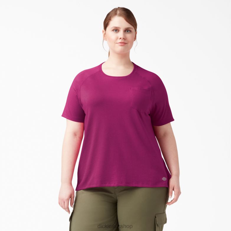 Plus Cooling Short Sleeve T-Shirt Women Dickies Festival Fuchsia (F2F) 88T841590 Apparel