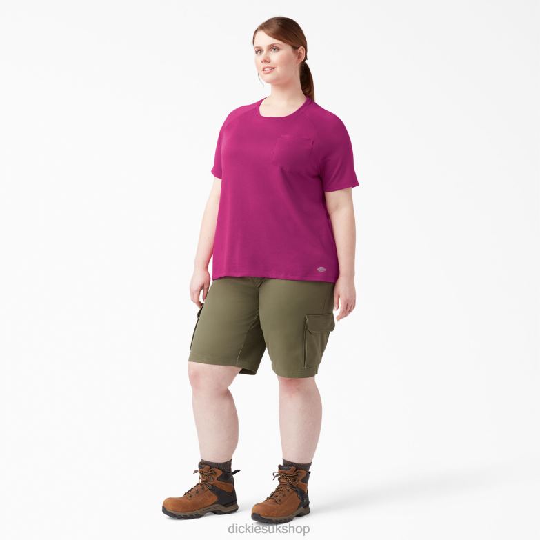 Plus Cooling Short Sleeve T-Shirt Women Dickies Festival Fuchsia (F2F) 88T841590 Apparel