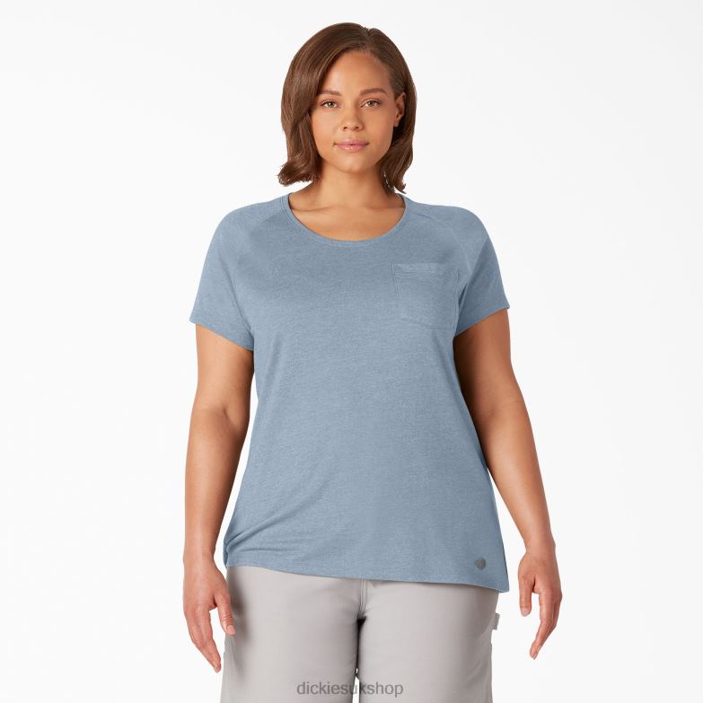 Plus Cooling Short Sleeve T-Shirt Women Dickies Fog Blue (FE) 88T841589 Apparel