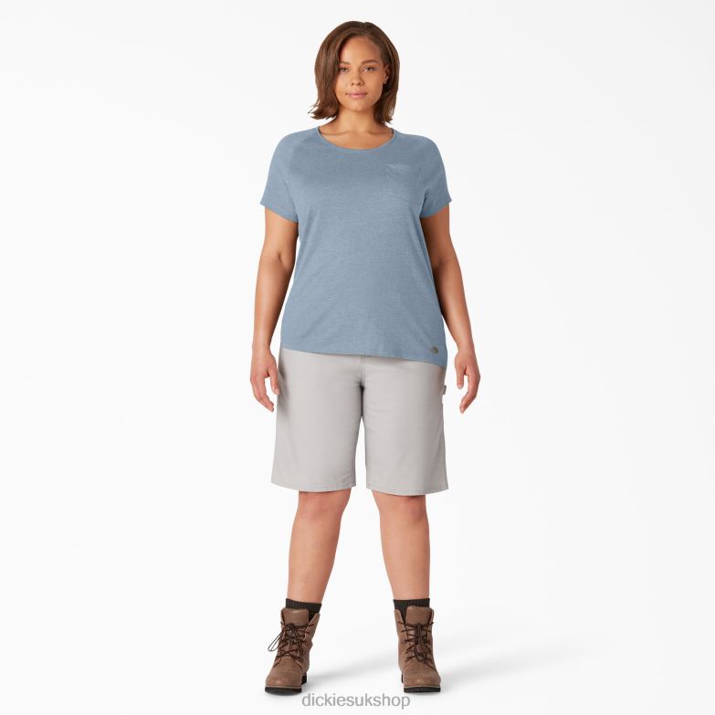 Plus Cooling Short Sleeve T-Shirt Women Dickies Fog Blue (FE) 88T841589 Apparel