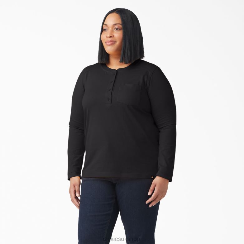 Plus Heavyweight Henley Women Dickies Black (KBK) 88T842154 Apparel