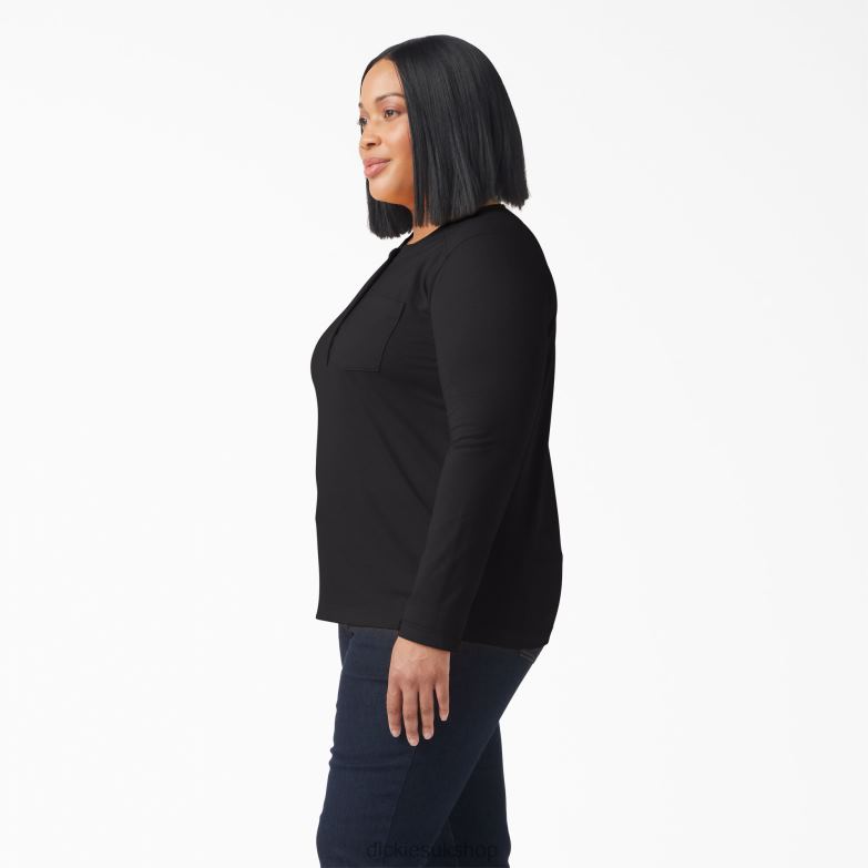 Plus Heavyweight Henley Women Dickies Black (KBK) 88T842154 Apparel