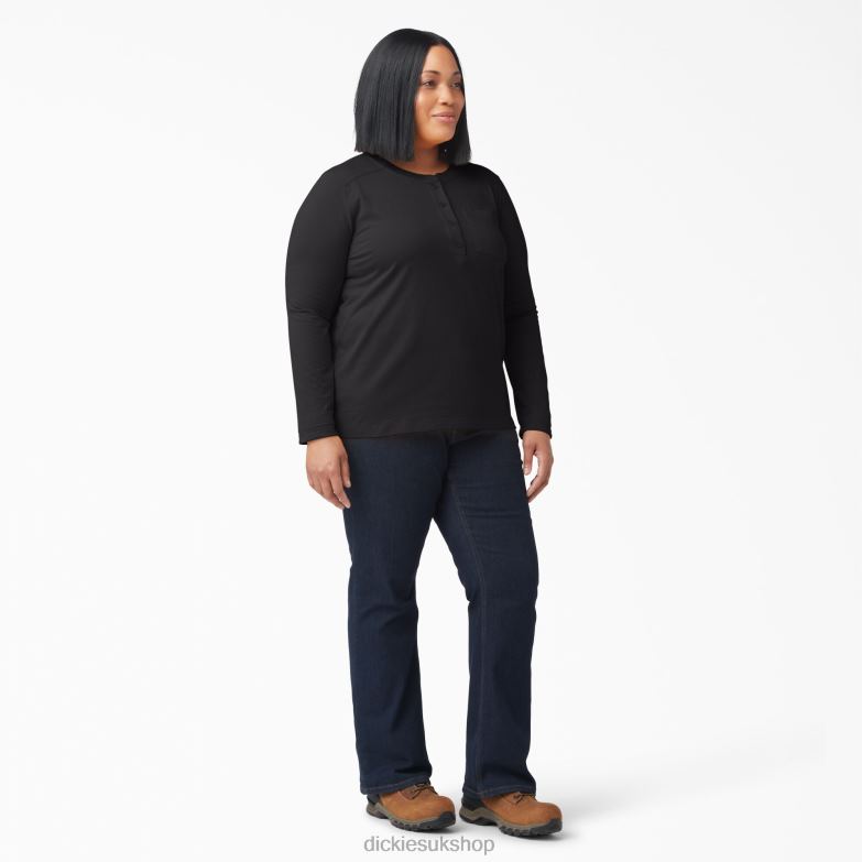 Plus Heavyweight Henley Women Dickies Black (KBK) 88T842154 Apparel
