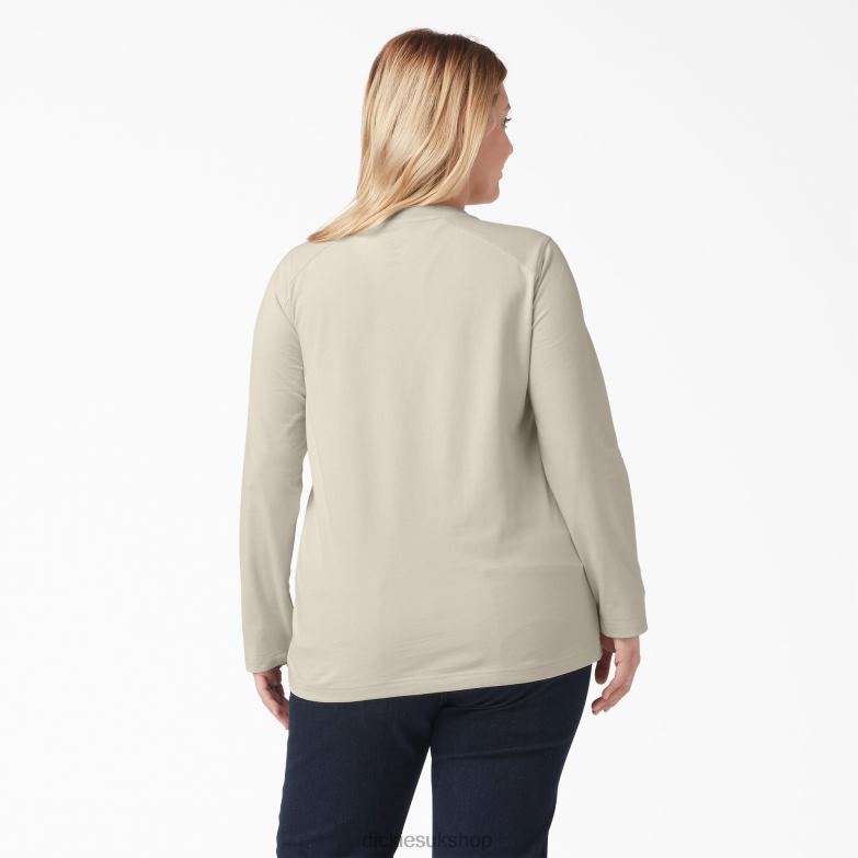 Plus Heavyweight Henley Women Dickies Oatmeal (OT9) 88T842155 Apparel