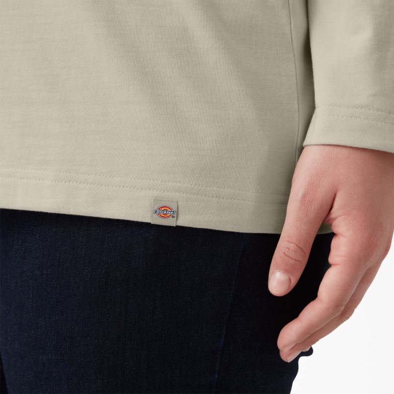 Plus Heavyweight Henley Women Dickies Oatmeal (OT9) 88T842155 Apparel