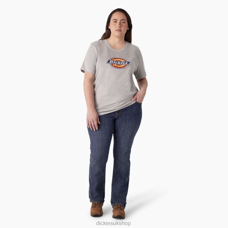 Plus Heavyweight Logo T-Shirt Women Dickies Heather Gray (H2) 88T842144 Apparel