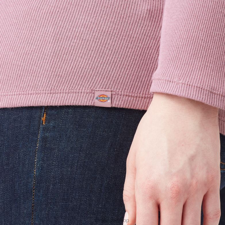 Plus Henley Long Sleeve Shirt Women Dickies Dusty Orchid (KDD) 88T842205 Apparel