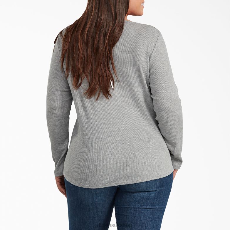 Plus Henley Long Sleeve Shirt Women Dickies Graphite Gray (GAD) 88T842203 Apparel