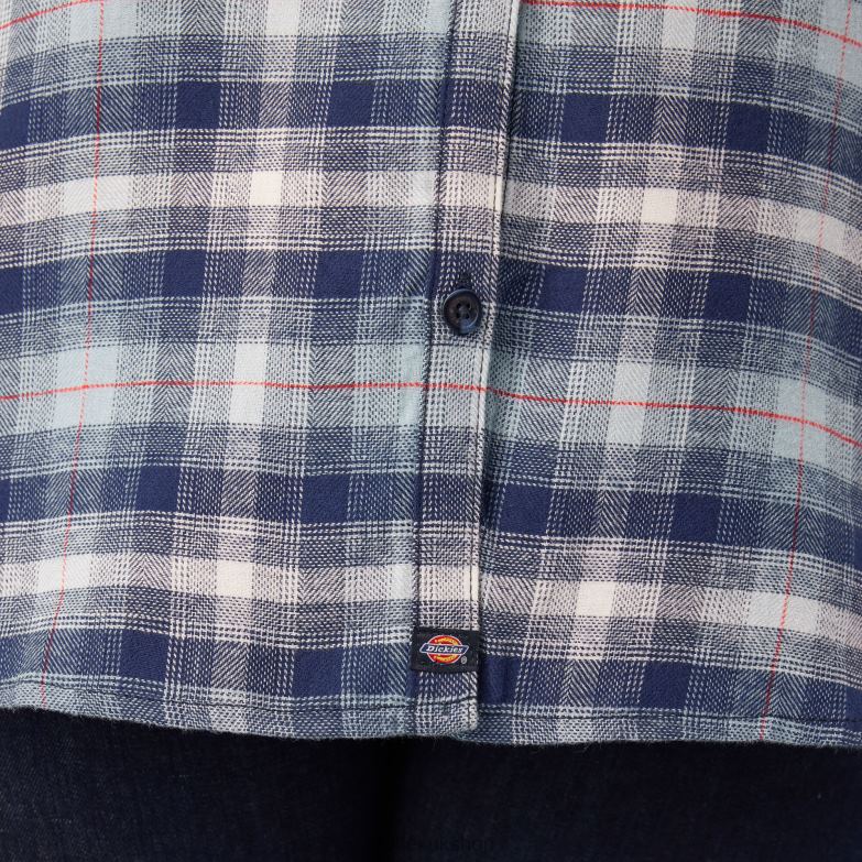 Plus Long Sleeve Plaid Flannel Shirt Women Dickies Clear Blue/Navy Ombre Plaid (C1F) 88T842208 Apparel