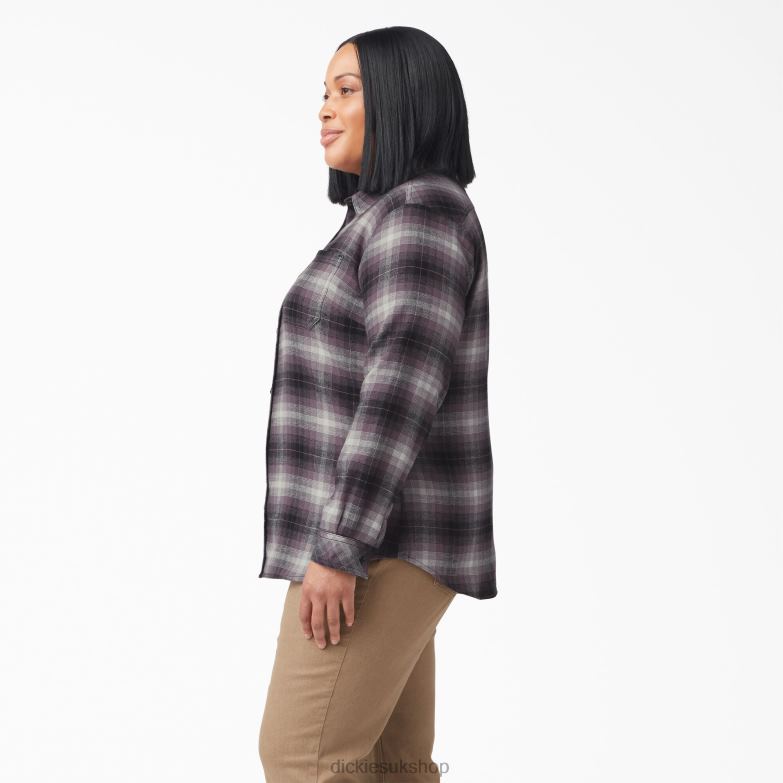 Plus Long Sleeve Plaid Flannel Shirt Women Dickies Dusty Purple Highland Plaid (B2X) 88T842207 Apparel