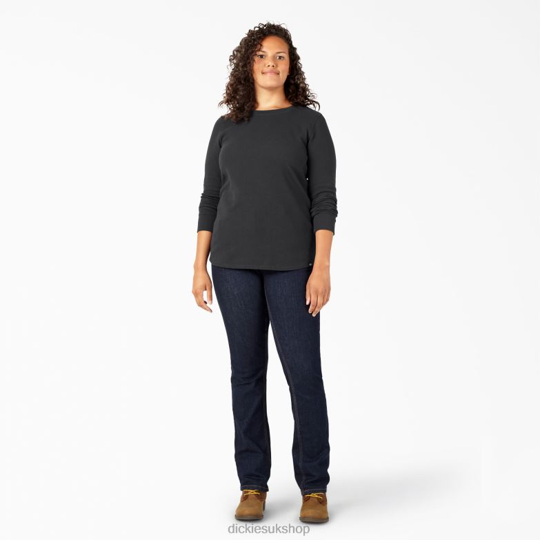 Plus Long Sleeve Thermal Shirt Women Dickies Black (KBK) 88T842071 Apparel