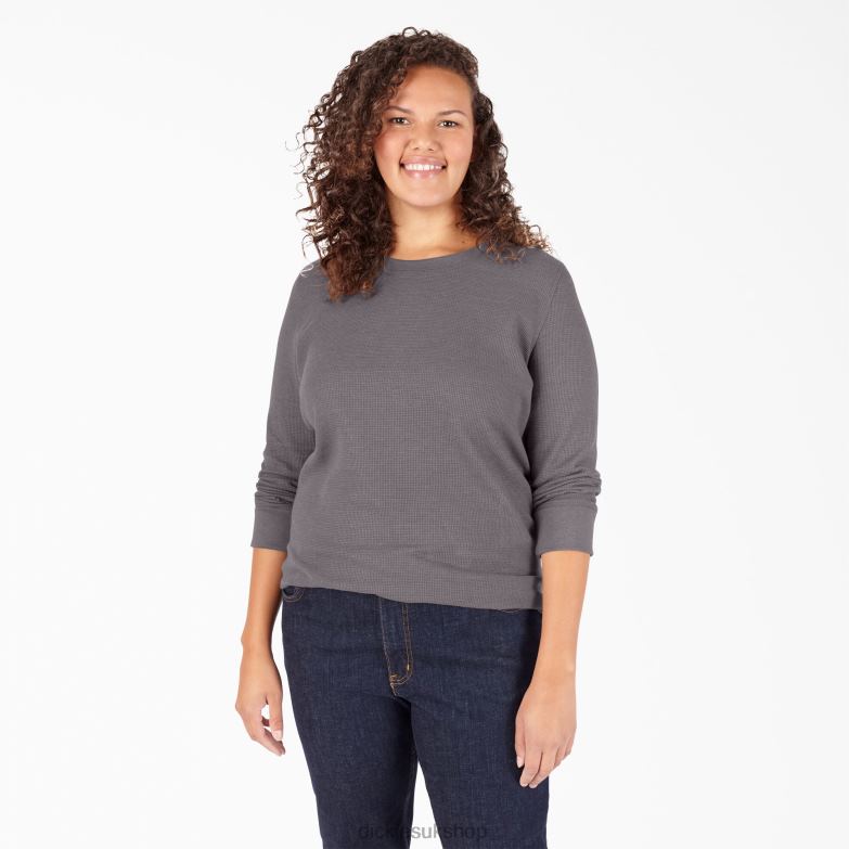 Plus Long Sleeve Thermal Shirt Women Dickies Graphite Gray (GAD) 88T842069 Apparel