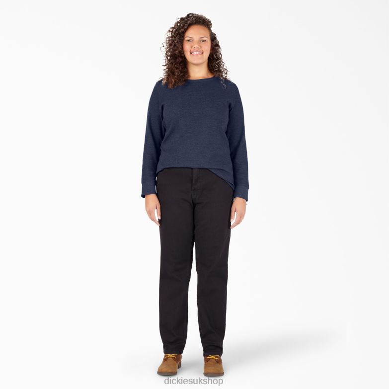 Plus Long Sleeve Thermal Shirt Women Dickies Ink Navy (ISD) 88T842070 Apparel