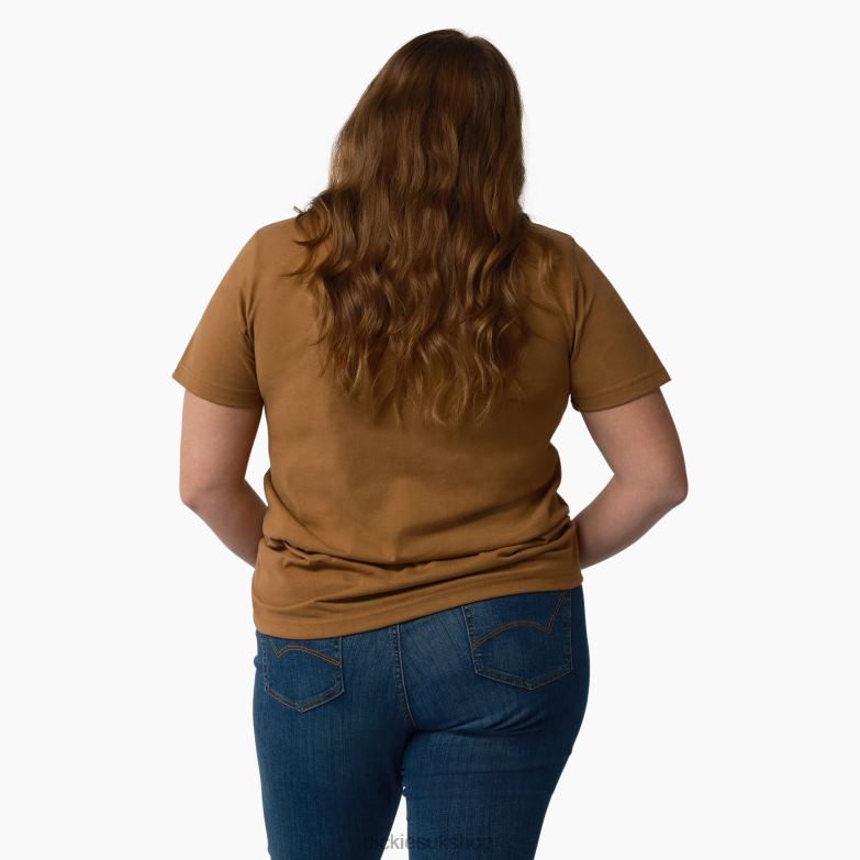 Plus Short Sleeve Heavyweight T-Shirt Women Dickies Brown Duck (BD) 88T841966 Apparel