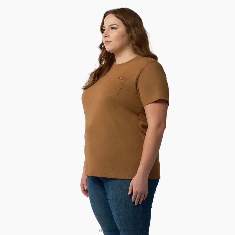 Plus Short Sleeve Heavyweight T-Shirt Women Dickies Brown Duck (BD) 88T841966 Apparel
