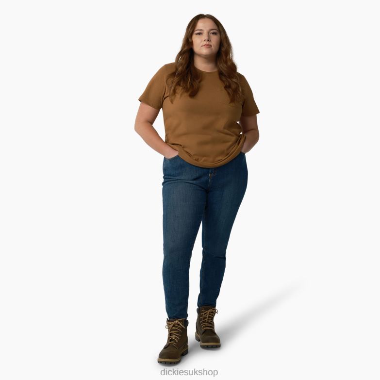 Plus Short Sleeve Heavyweight T-Shirt Women Dickies Brown Duck (BD) 88T841966 Apparel