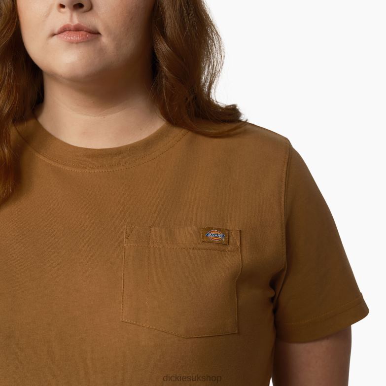 Plus Short Sleeve Heavyweight T-Shirt Women Dickies Brown Duck (BD) 88T841966 Apparel