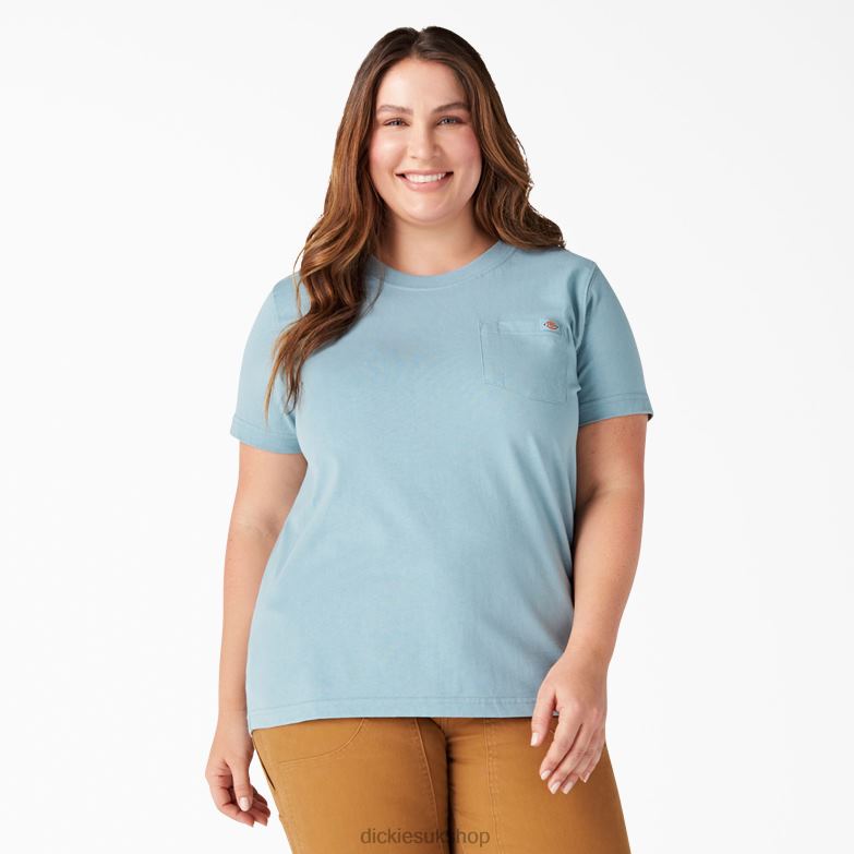 Plus Short Sleeve Heavyweight T-Shirt Women Dickies Dockside Blue (DU1) 88T841969 Apparel