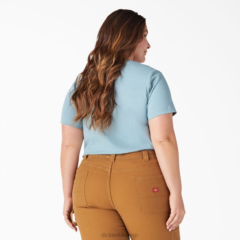 Plus Short Sleeve Heavyweight T-Shirt Women Dickies Dockside Blue (DU1) 88T841969 Apparel