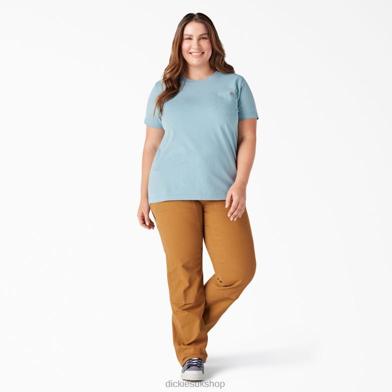 Plus Short Sleeve Heavyweight T-Shirt Women Dickies Dockside Blue (DU1) 88T841969 Apparel