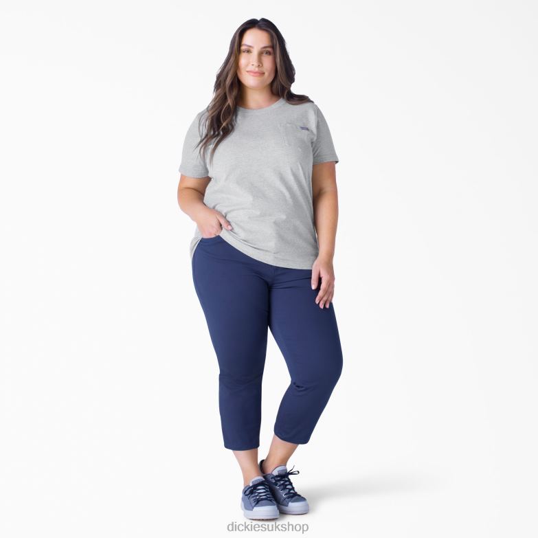 Plus Short Sleeve Heavyweight T-Shirt Women Dickies Heather Gray (HG) 88T841970 Apparel