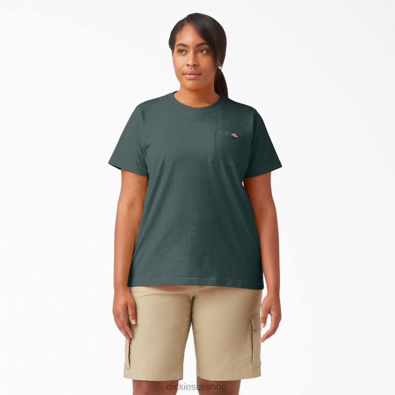 Plus Short Sleeve Heavyweight T-Shirt Women Dickies Lincoln Green (LN) 88T841972 Apparel