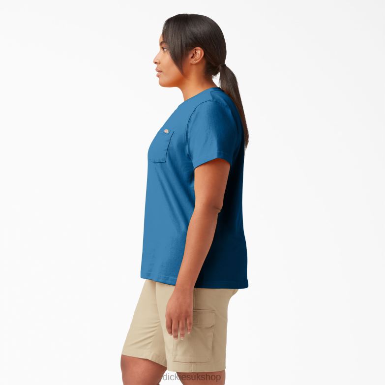 Plus Short Sleeve Heavyweight T-Shirt Women Dickies Vallarta Blue (V2B) 88T841975 Apparel