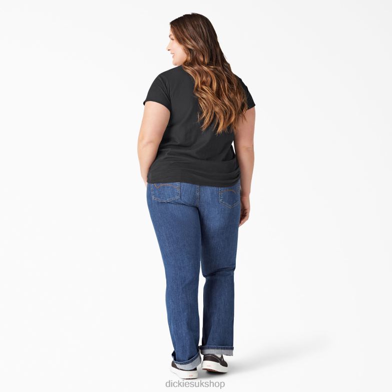 Plus Short Sleeve V-Neck T-Shirt Women Dickies Black (KBK) 88T842039 Apparel