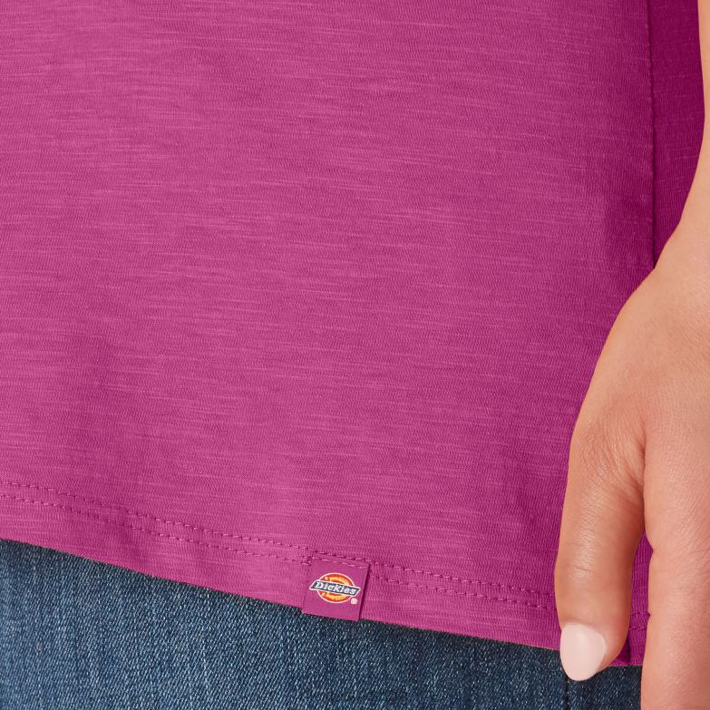 Plus Short Sleeve V-Neck T-Shirt Women Dickies Festival Fuchsia (F2F) 88T842037 Apparel