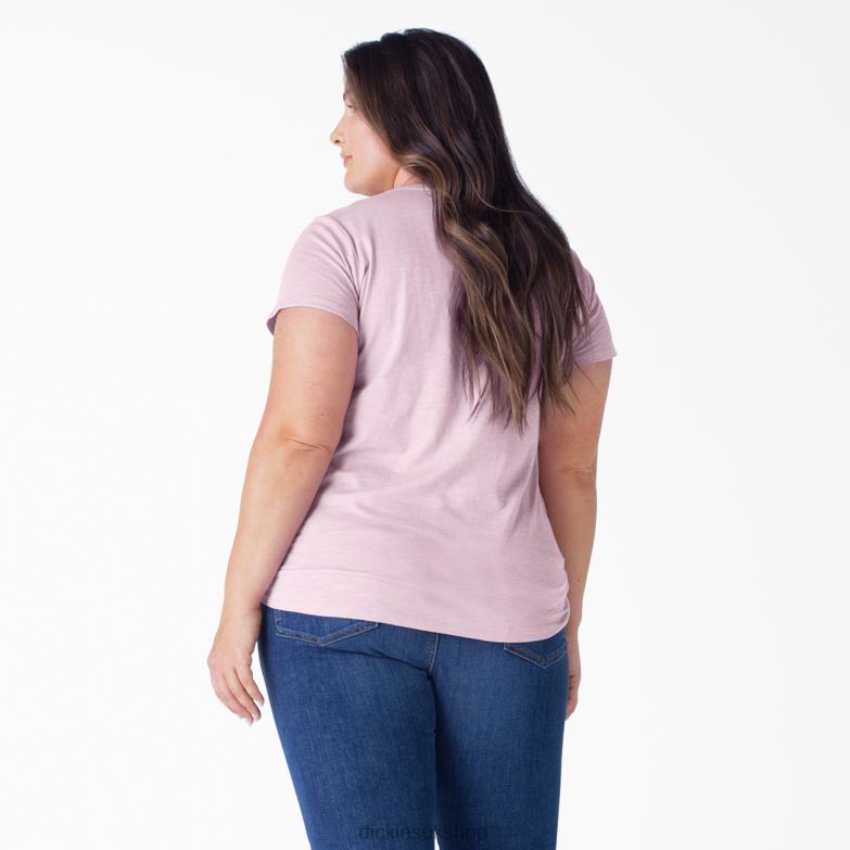 Plus Short Sleeve V-Neck T-Shirt Women Dickies Mauve Shadows (VS) 88T842041 Apparel