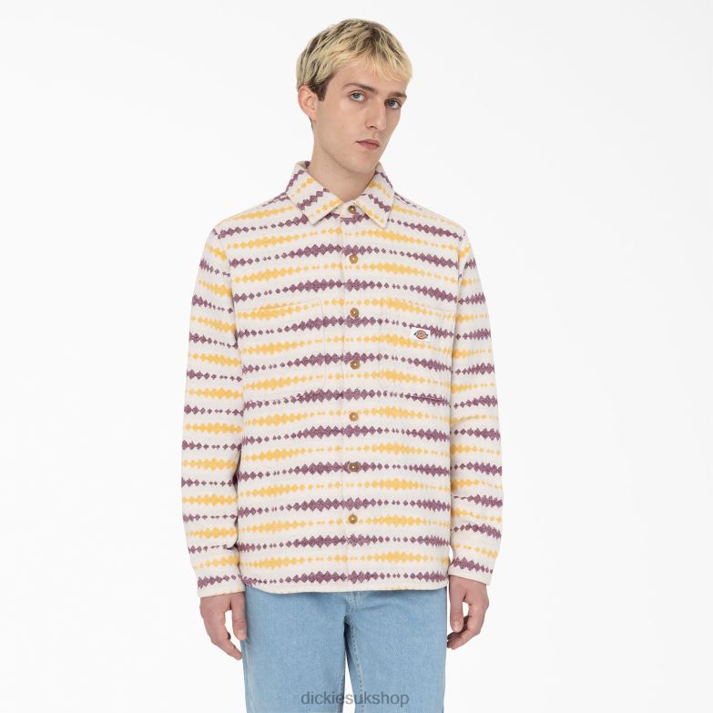 Falkville Long Sleeve Shirt Men Dickies Ecru/Grape (EGD) 88T84940 Apparel