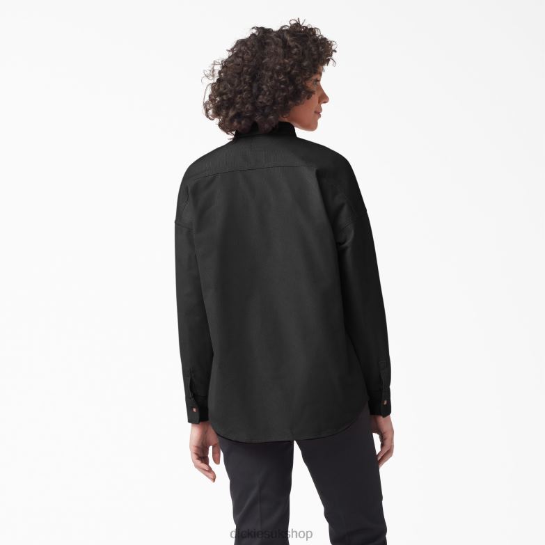 Halleyville Oversized Corduroy Shirt Women Dickies Black (BKX) 88T842184 Apparel