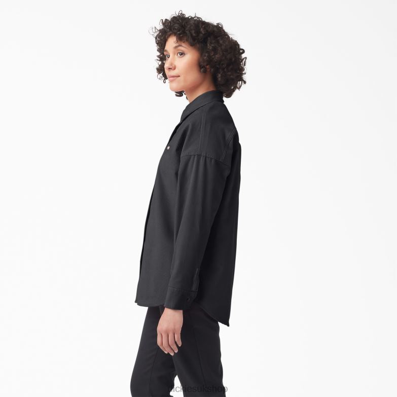 Halleyville Oversized Corduroy Shirt Women Dickies Black (BKX) 88T842184 Apparel
