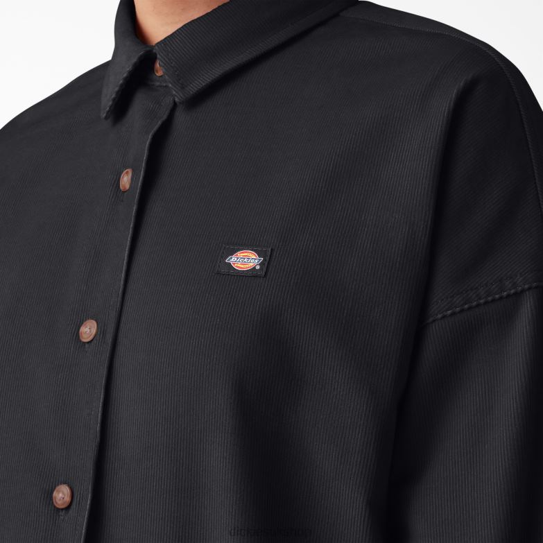 Halleyville Oversized Corduroy Shirt Women Dickies Black (BKX) 88T842184 Apparel