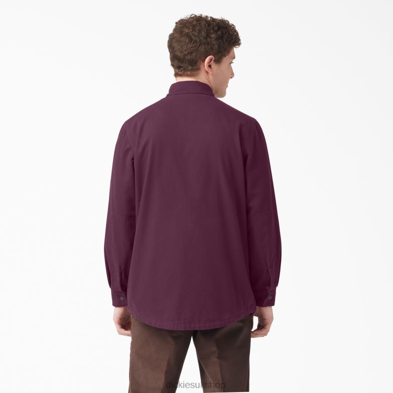 Long Sleeve Flannel-Lined Duck Shirt Men Dickies Grape Wine (GW9) 88T84864 Apparel