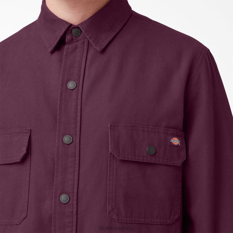 Long Sleeve Flannel-Lined Duck Shirt Men Dickies Grape Wine (GW9) 88T84864 Apparel