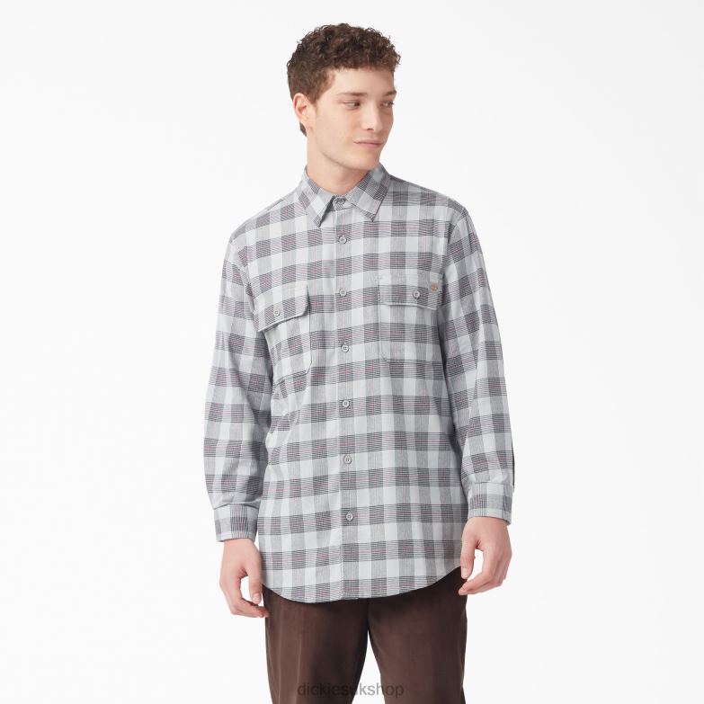 Long Sleeve Flannel Shirt Men Dickies Ultimate Gray Plaid (UPR) 88T84782 Apparel
