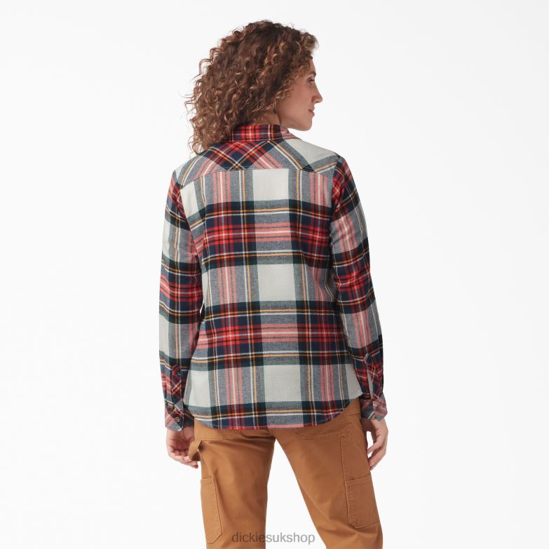 Long Sleeve Plaid Flannel Shirt Women Dickies Molten Lava Highland Plaid (B1L) 88T842206 Apparel