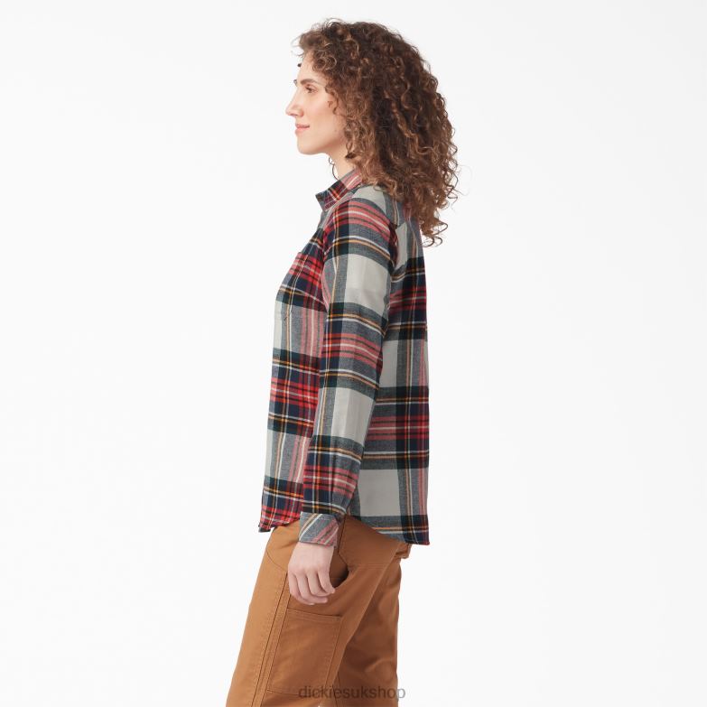 Long Sleeve Plaid Flannel Shirt Women Dickies Molten Lava Highland Plaid (B1L) 88T842206 Apparel