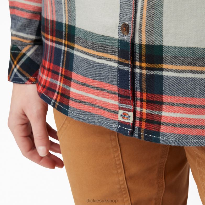 Long Sleeve Plaid Flannel Shirt Women Dickies Molten Lava Highland Plaid (B1L) 88T842206 Apparel