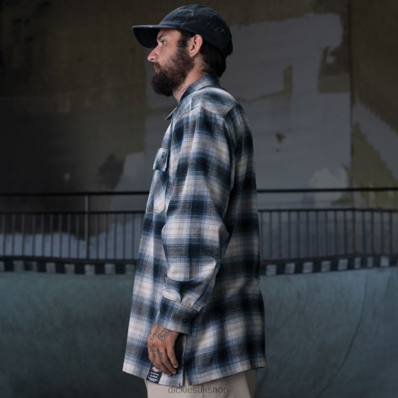 Ronnie Sandoval Brushed Flannel Shirt Men Dickies Blue Ombre Plaid (OL2) 88T84730 Apparel