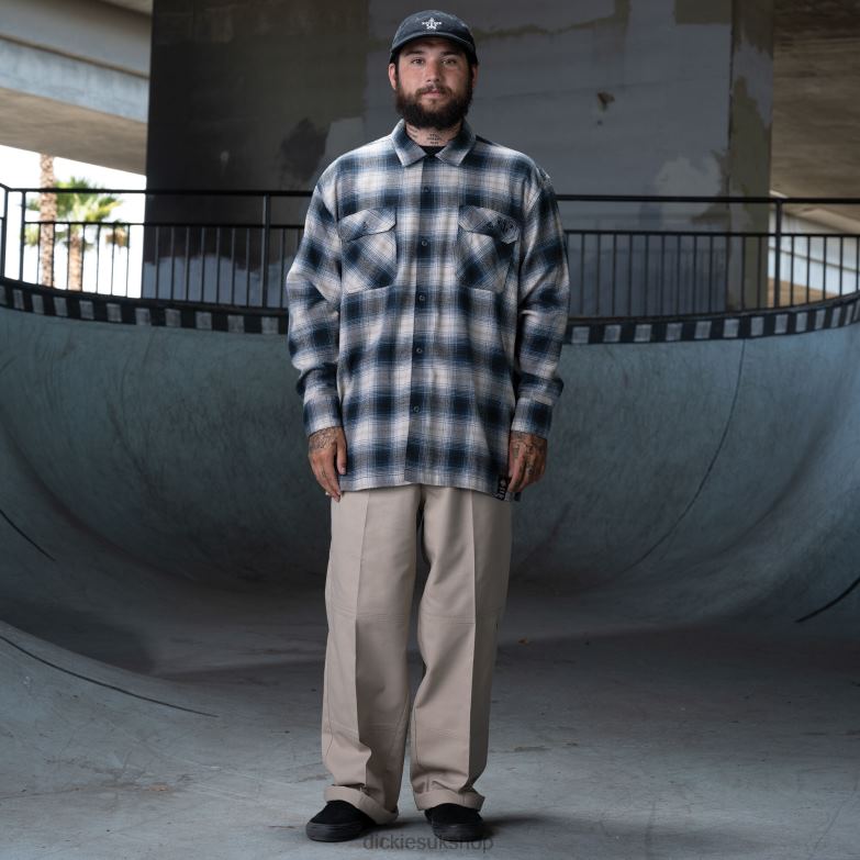 Ronnie Sandoval Brushed Flannel Shirt Men Dickies Blue Ombre Plaid (OL2) 88T84730 Apparel