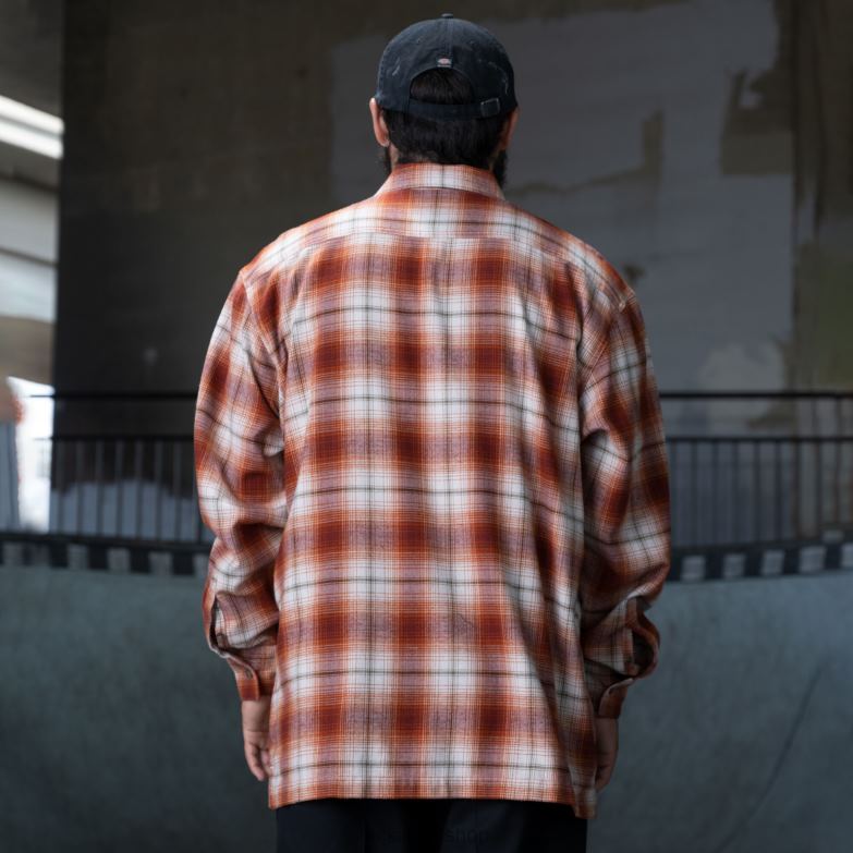 Ronnie Sandoval Brushed Flannel Shirt Men Dickies Burnt Ombre Plaid (OB2) 88T84729 Apparel