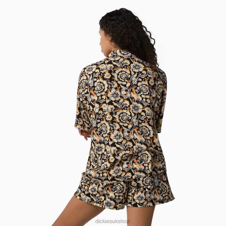 Roseburg Short Sleeve Shirt Women Dickies Brown Floral Print (BG2) 88T841992 Apparel