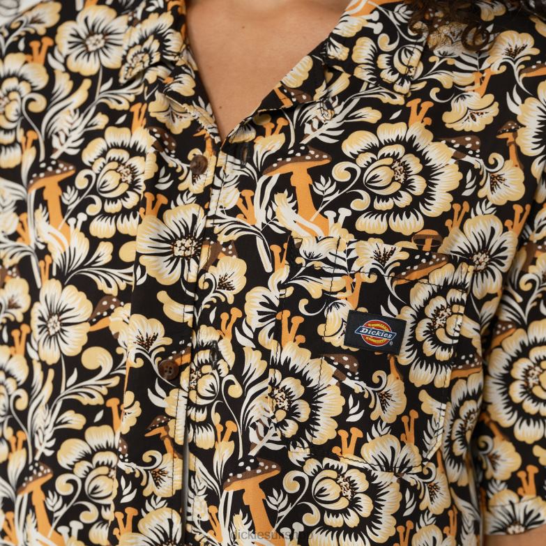 Roseburg Short Sleeve Shirt Women Dickies Brown Floral Print (BG2) 88T841992 Apparel